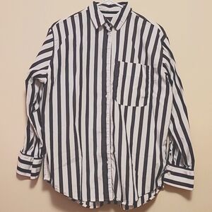 Women's striped cotton button up shirt
